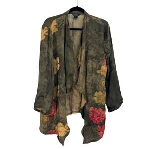 Citron Santa Monica Silk Blend Kimono Cover Up Boho Art to Wear Women’s 1X